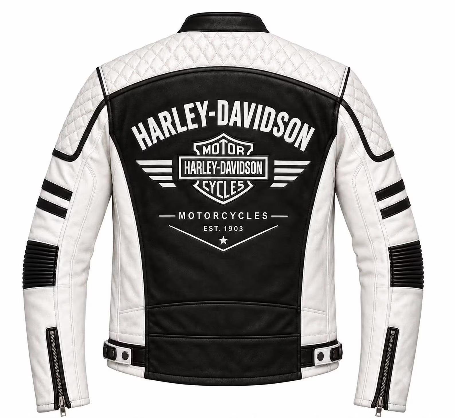 Harley Davidson White Leather Jacket - Etsy
