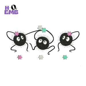 Cute Soot Sprite Embroidery Design Kawaii Anime Dust Spirits Machine Embroidery File pes dst exp jef hus vp3 xxx