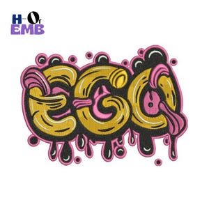 The Future Embroidery Design PES - Robot Graffiti Machine Embroidery File - Cyberpunk Sci-Fi Digital Download for Gaming Hoodies & DST JEF