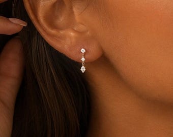 Rhinestone Stud Earrings, Minimalist Gold Silver Earrings, Dainty Sparkle Studs, Everyday Jewelry, Gift for Her, Bridal Earrings