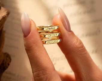 Personalized Name Ring Custom Engraved Ring Minimalist Jewelry Gift for Her Dainty Name Ring Birthday Anniversary Bridesmaid Gift