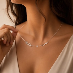 Two Name Handwriting Necklace, Twin Gift, Personalized Jewelry, Custom Name Necklace, Personalized Gifts, Baby Shower, Mother's day Gift mom image 6