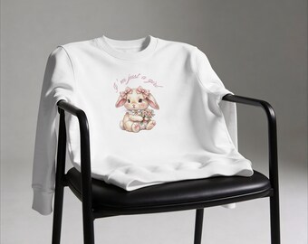 Floral Bunny Sweatshirt | Watercolor Rabbit, Spring Easter Youth Apparel