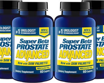 Pacote com 4 Suplementos Super Beta Prostate Advanced Saw Palmetto para Saúde da Próstata, Bexiga e Urinária Masculina, Vitamina Palmetto, Óxido de Zinco e Selênio, 60 Cápsulas
