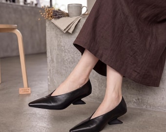 Statement Heels- Women Round Toe Slip On- Pumps Platform Elegant Party Heels- Spring Dress Shoes- Trendy Unique Design 2026 Unique Heels