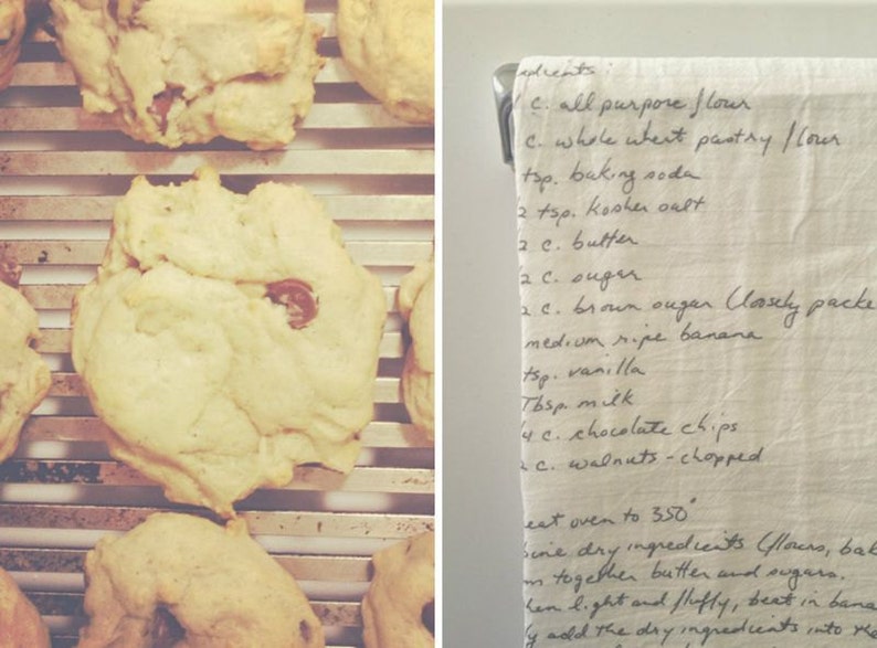 Set of THREE / / Recipes Printed on Dish Towels / / Print is Etsy