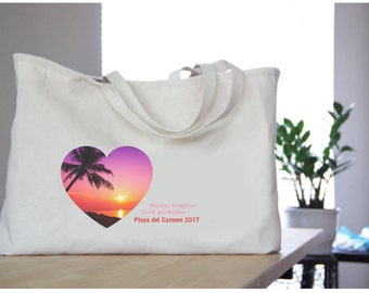 Wedding Welcome Bag / / 10 Custom Totes, Print Included / / Hotel Guest Goody Bag for Destination Weddings / / Oversize Beach Tote