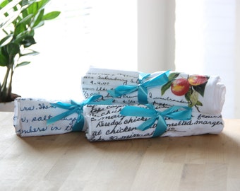Set of SEVEN / / Your Grandmother's Recipes in Her Handwriting on a Kitchen Towel / / Print is Directly on Towel / /