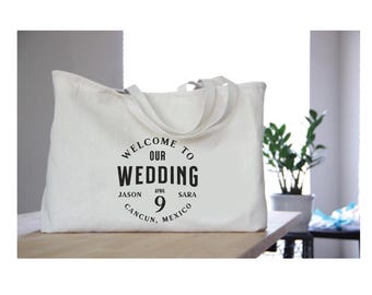 Wedding Welcome Bag / / ONE HUNDRED FIFTY Custom Out of TownTote Bags Printed with Name, Logo or Event Information / Bulk Wholesale Pricing