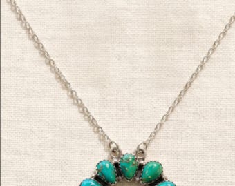 Mohave Turquoise Pendant, 925 Sterling Silver Pendant, Gemstone Pendant, Pear Pendant, Handmade Silver Necklace, Turquoise Jewelry