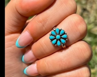 Turquoise Ring | Natural Blue Turquoise Silver Statement Ring | Boho Southwestern Jewelry Kingsman Turquoise