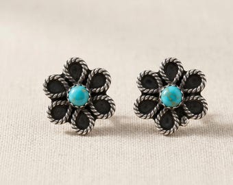 Genuine Turquoise Studs - 925 Sterling Silver Studs - Turquoise Statement Studs - Long Statement Studs -Irregular Shaped Turquoise Stud-Gift