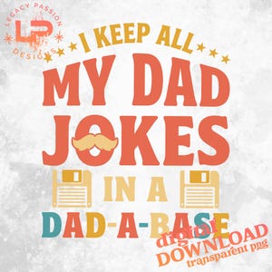 Dad Jokes-database, png, retro disketteshirt, vaderdagcadeau (digitale download)