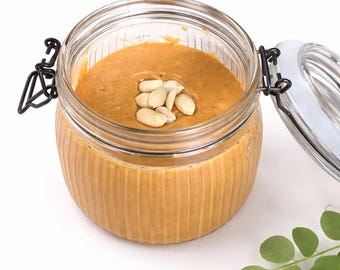 Mantequilla de cacahuete 100% natural, 200 g, sin azúcar, sin aceite y casera, untable, ¡ideal para batidos o un nutritivo bol!