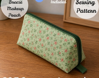 Blossom Breeze Makeup Pouch Pattern, Easy Zipper Bag Sewing Video Tutorial, Cosmetic Pouch PDF Pattern, Beginner Friendly Sewing Pattern.