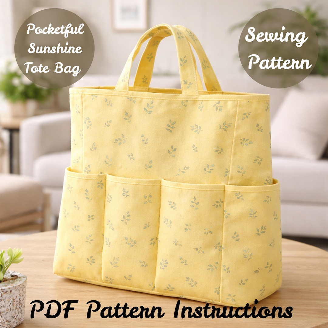 Pocketful Sunshine Sewing Tote Bag Pattern PDF, Multi Pocket Organizer ...