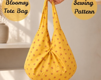 Bloomsy Tote Bag Sewing Pattern, Slouchy Hobo Bag PDF, Measurement Based DIY Fabric Shoulder Bag, Easy Beginner Pattern,Digital Dowload.