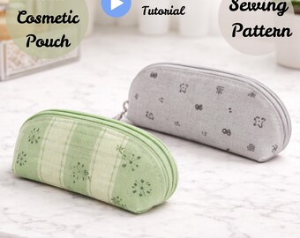 Mini Cosmetic Pouch Sewing Pattern PDF, Zipper Makeup Bag Tutorial, Easy Beginner Friendly Small Travel Pouch Pattern, Instant Download.
