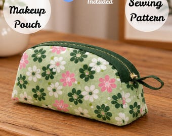 Bloom Makeup Pouch Sewing Pattern PDF, Zipper Cosmetic Bag Pattern, Beginner Friendly, Small Floral Pouch, DIY Gift Idea + Video Tutorial