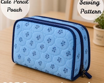 Cute Pencil Pouch Sewing Pattern PDF, Zipper Pouch Pattern, Easy Sewing Tutorial, Quilted Pouch Pattern, Beginner-Friendly Bag Pattern.