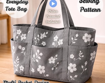 Everyday Tote Bag Sewing Pattern, Multi Pocket Bag PDF, DIY Tote ...