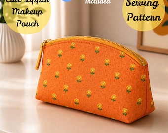Cute Zipper Makeup Pouch Sewing Pattern PDF, Cosmetic Bag Pattern, Beginner Friendly Zipper Pouch, DIY Travel Pouch Video Tutorial.
