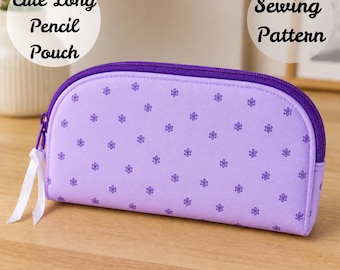 Cute Long Pencil Pouch Sewing Pattern, Tiny Bloom Pencil Case PDF, Easy Zipper Pouch Pattern, Beginner Sewing Tutorial + Photos.