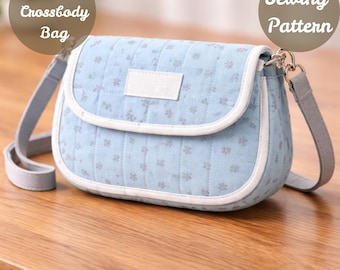 Flora Crossbody Bag Sewing Pattern PDF, Quilted Mini Shoulder Bag DIY, Beginner Friendly Floral Bag Tutorial, Small Purse Pattern.