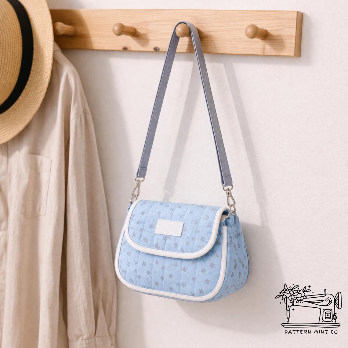 Flora Crossbody Bag Sewing Pattern PDF, Quilted Mini Shoulder Bag DIY ...