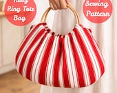 Ruby Ring Tote Bag Sewing Pattern PDF, Wooden Handle Handbag Pattern, Gathered Fabric Purse Tutorial, Beginner Friendly DIY Tote.