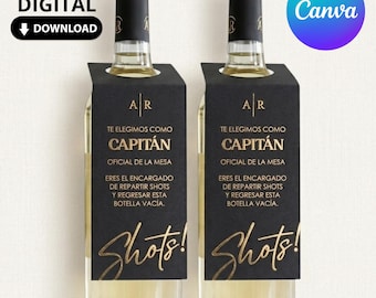 Tafelcaptainfoto's, digitaal wijnlabel (bewerkbaar in Canva)