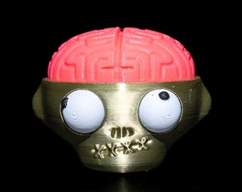 Zombie Grinder with Brain Top & Crazy Eyes | Funny Herb Grinder | 3D Printed Gift Idea