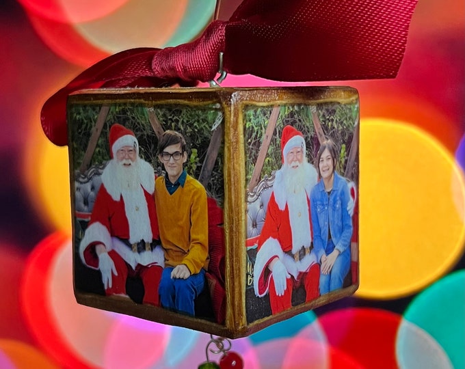 2 Custom Photo Cube Ornament Etsy