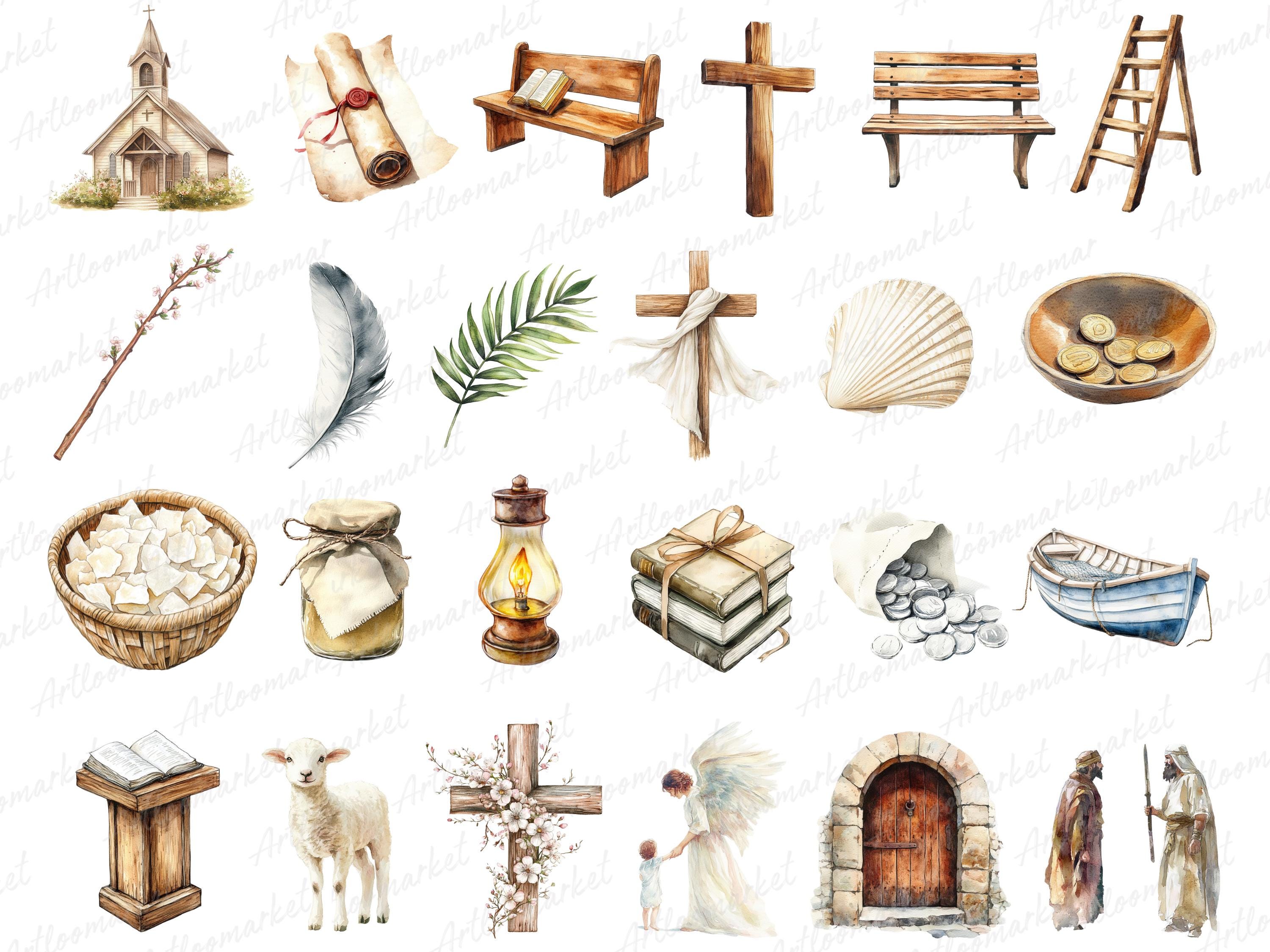 Bible Stories Clipart Bundle PNG, Christian Clipart, Jesus Biblical ...
