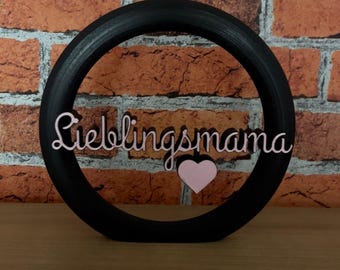 Deko-Ring "Lieblingsmama" in Wunschfarbe | Modernes Muttertagsgeschenk | Minimalistischer Aufsteller mit Herz | Geschenk für Mama Geburtstag