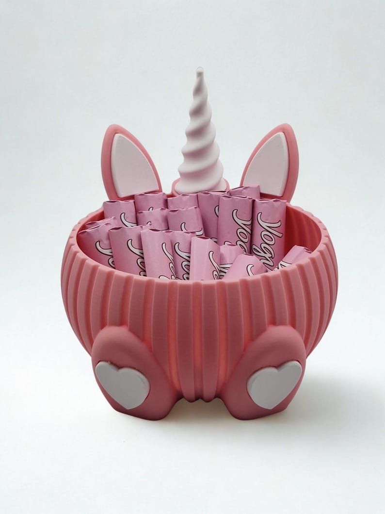 Einhorn-Schale aus PLA in Wunschfarbe – Süßigkeiten-Halter & Schmuck-Organizer bild 2