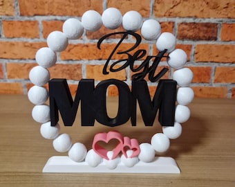 Muttertagsgeschenk Aufsteller "Best Mom" – Moderner Dekokranz mit Perlenoptik – 3D gedruckt – Geschenkidee für die beste Mama