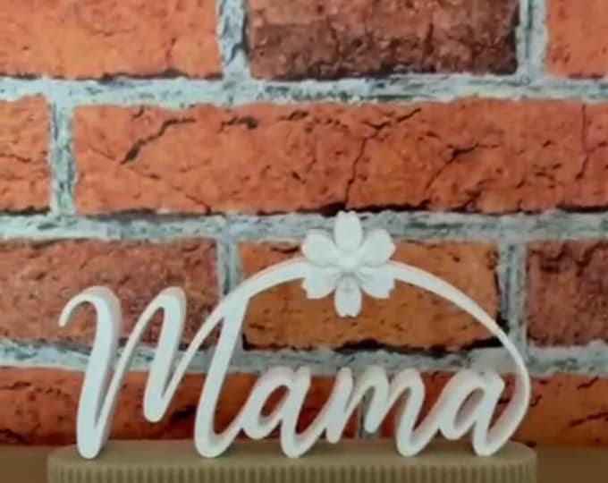 Mama-Aufsteller mit 3D-Blumen-Schrift im Boho-Stil
