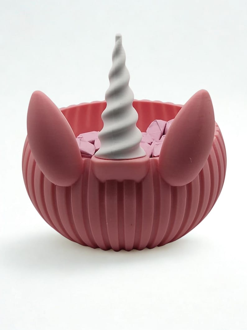 Einhorn-Schale aus PLA in Wunschfarbe – Süßigkeiten-Halter & Schmuck-Organizer bild 5