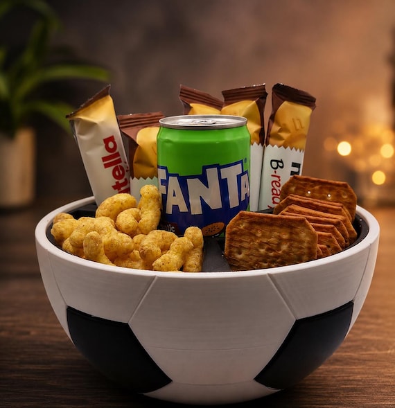 Fußball Snackschale mit Einsatz 3D Druck Bowl für Chips Süßigkeiten und Getränke