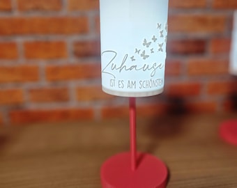 3D-Druck LED Deko-Leuchte „Zuhause ist es am schönsten“ | Schmetterlings-Design | Gemütliches Windlicht | Nachhaltiges PLA
