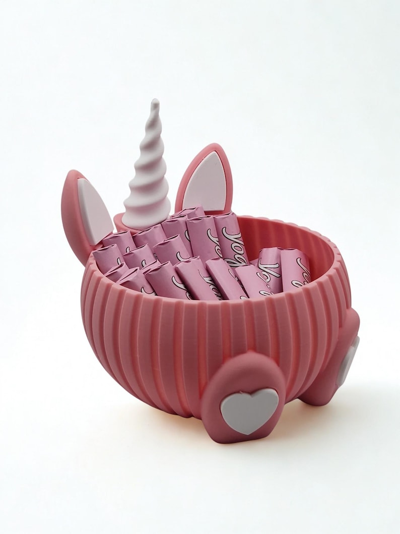 Einhorn-Schale aus PLA in Wunschfarbe – Süßigkeiten-Halter & Schmuck-Organizer bild 4