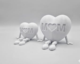 Herz mit Beinen – "MOM" Deko-Figur aus PLA, Flexi-Herz Geschenk für Muttertag, Nachhaltige 3D-Druck Figur, Muttertagsgeschenk