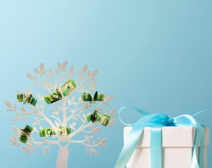 Hochzeit-Geldgeschenk-Baum in Holzoptik