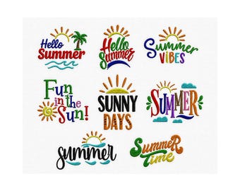 Summer Vibes Embroidery Design, Sunny Days File(Digital Download), 6 Sizes