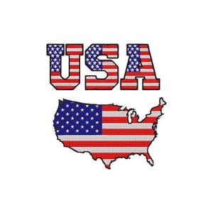 USA Flag Embroidery Design, American Flag Map Embroidery, USA Patriotic Embroidery File, 4th of July Design, 6 Sizes