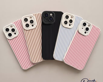 Funda para teléfono con lindas rayas, funda minimalista a prueba de golpes, funda protectora con diseño de caramelos, regalo para ella, funda moderna para iPhone 17, 16, 15, 14 Pro Max.
