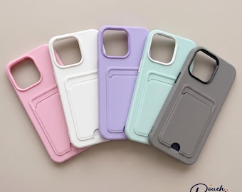 Funda mate para iPhone con tarjetero, funda tipo cartera fluorescente, funda transparente mate a prueba de golpes para iPhone 16, 15, 14, 13, 12, 11 Pro Max.