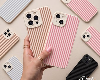 Funda de silicona suave a rayas para iPhone 17-14 Pro Max, resistente a los golpes.