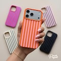 Stripes Phone Case, Aesthetic Silicone iPhone Cases, Retro Lines Case, Trendy Phone Case For iPhone 17, 16, 15, 14 Pro Max.